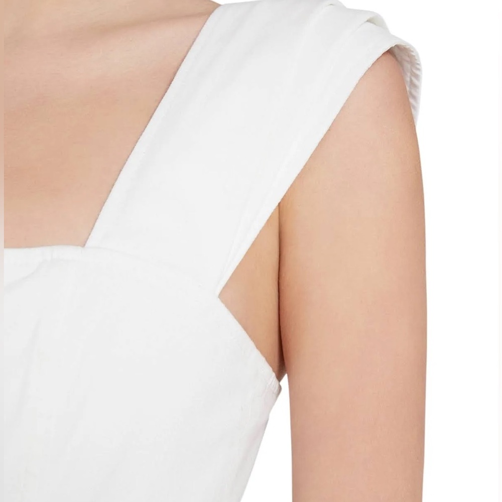 Alice + Olivia White Denim Jumpsuit Size 8 White Stretch Denim Jumpsuit Size 29 - Picture 6 of 15